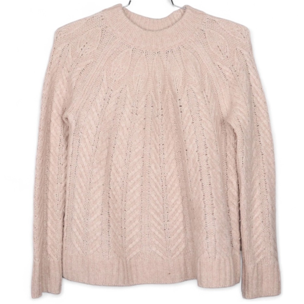 Tuckernuck Womens Cable Knit Sweater Small Tan Royal Peacock Comfy Long Sleeve